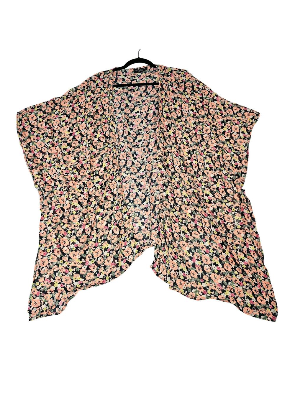 Lane Bryant Kimono Womens One Size Neon Floral Chiffon Lightweight Boho Vacay